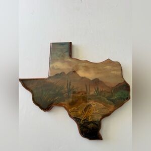 Texas Wooden Shape Handmade Grandma Core Cottage Cabin, Shellac Finish, TEXAS